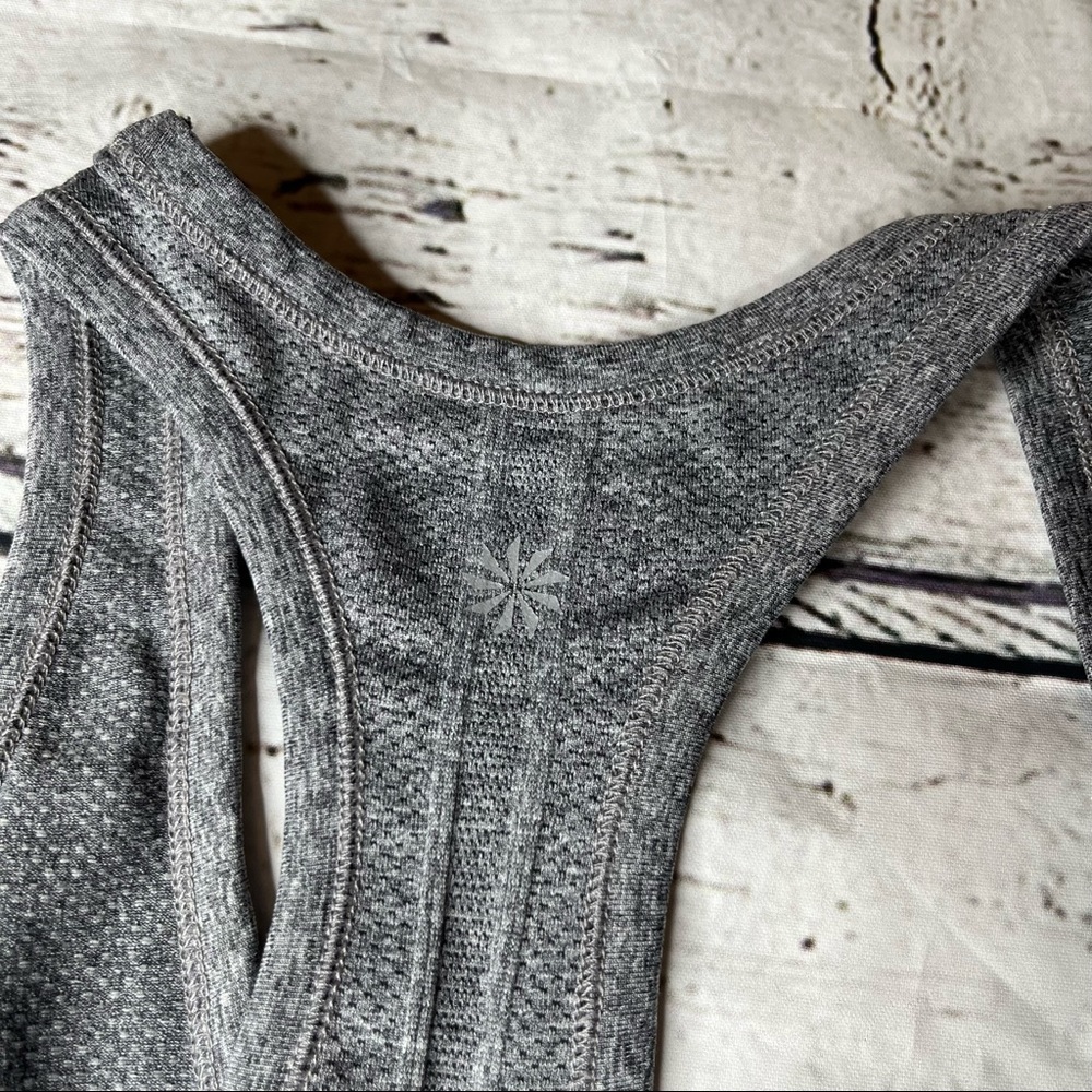 Athleta Ruched Grey Racerback Tank Top Size M - Picture 3 of 7